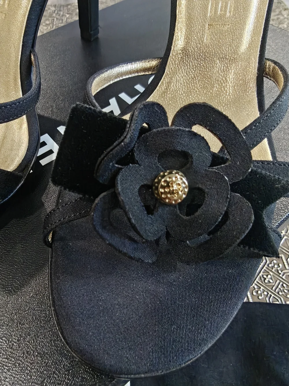 CHANEL Women's Black Camellia Mules 3
